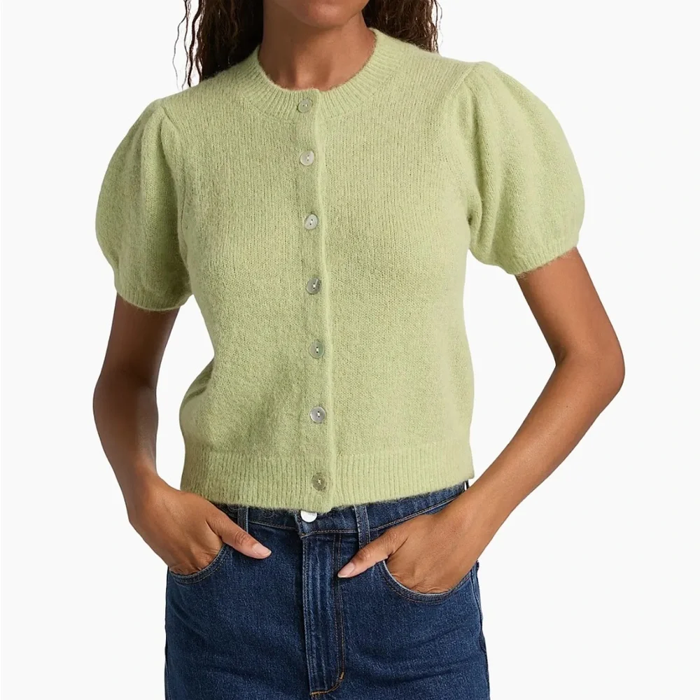 NWT DÔEN Anisa Alpaca-Blend Puff-Sleeve Cardigan - Picture 10 of 14